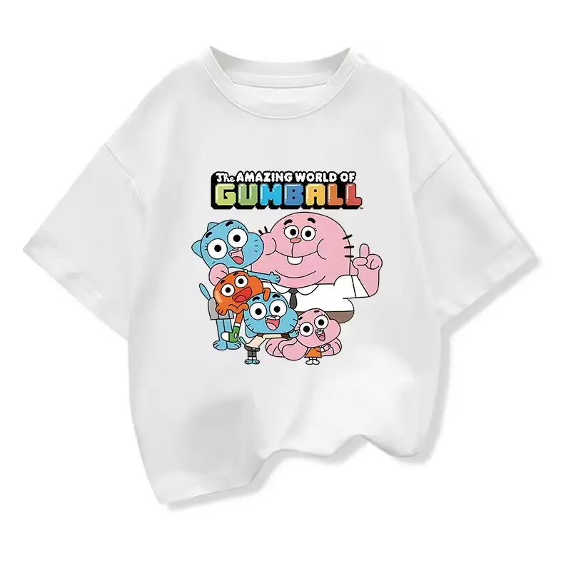 Funny Cartoon Kids T-Shirt, Cute Character Graphic Tee, Summer Short Sleeve Shirt for Boys Girls