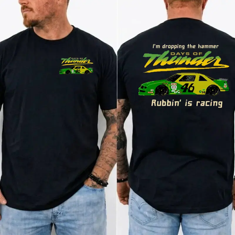Days Of Thunder 46 Cole Trickle Racing Shirt, Rubbin' Is Racin' NASCAR Movie Fan Tee, Vintage Racing Car Graphic T-Shirt, MADE IN USA