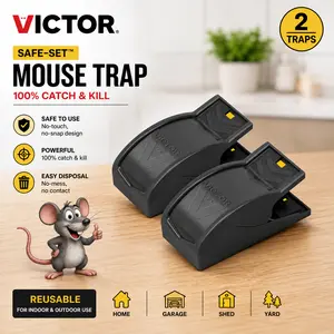 Victor M070B Easy and Set Power Trap Quick and Clean Rodent Disposal - 2 Reusable Mouse Traps
