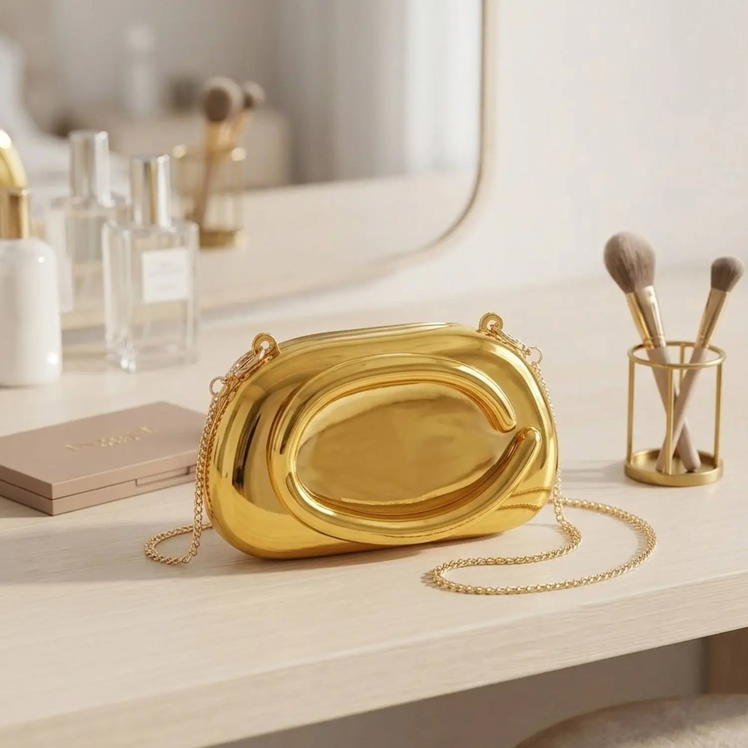 Women's Shiny Acrylic Box Clutch, Mini Evening Handbag with a Detachable Chain Shoulder Strap for Weddings & Parties, Chain Women's Clutches & Wristlets, Clutches & Wristlets Chain Shoulder Women's