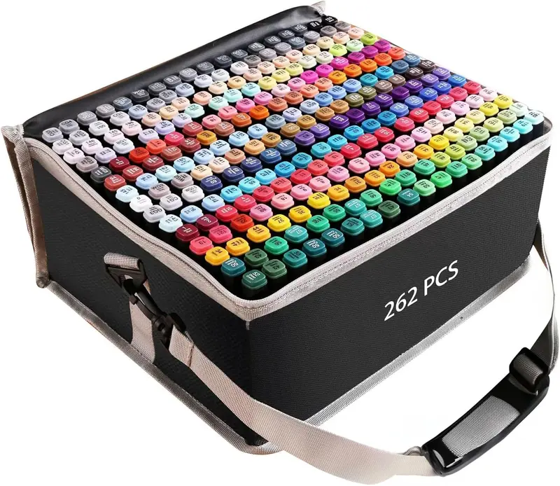 262 168 120 Gift Set Colors Alcohol Markers Dual Tip Artist Drawing Markers for Kids Students and Adults Professional Quality No Gray Overlap Perfect for New Year Christmas Halloween Gifts