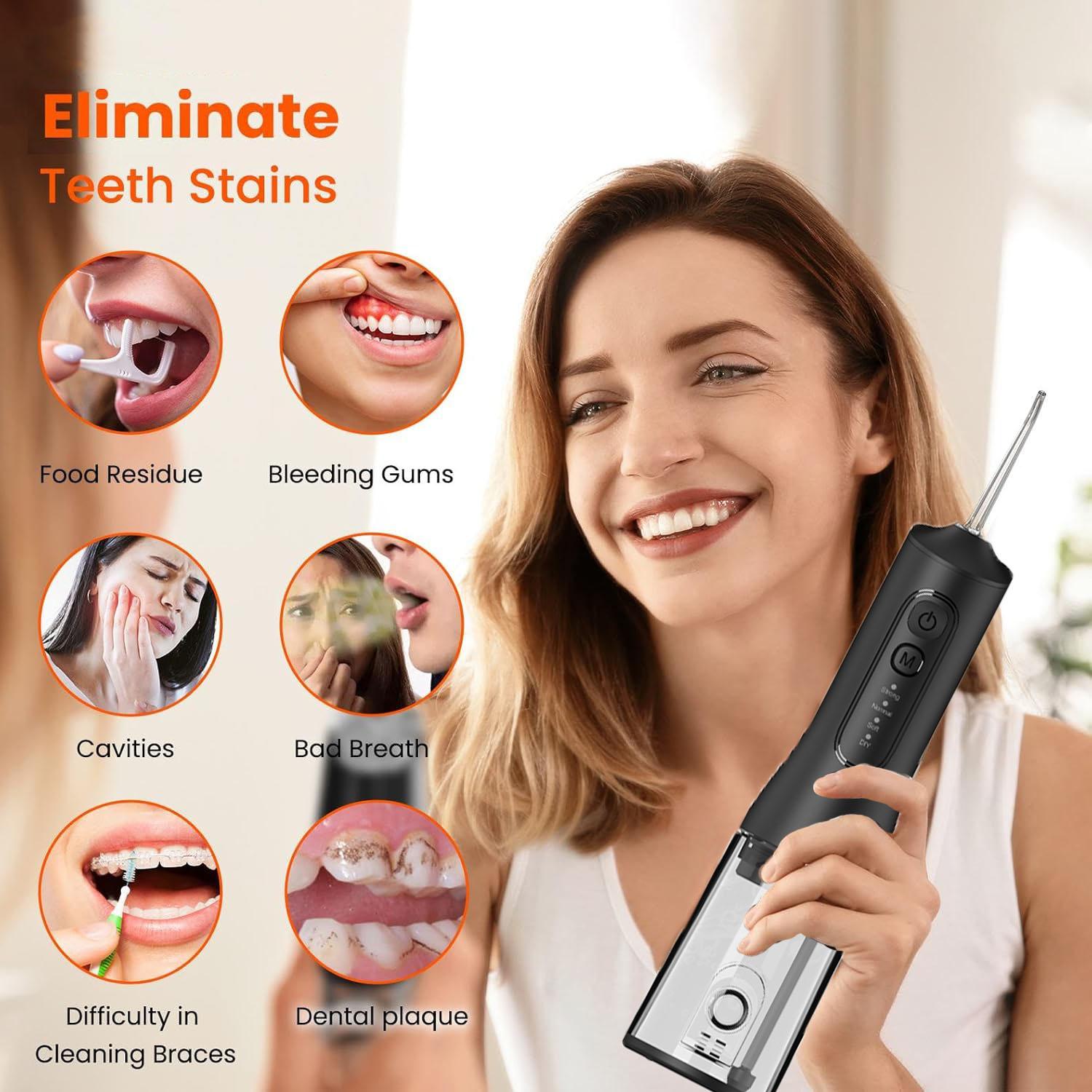 Wireless Water Flosser Oral Irrigator  Flosser  Comes with 4 nozzles IPX7 waterproof rating  ideal for orthodontic treatment with braces and daily oral care
