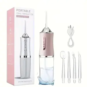 Four different heads, electric water flosser, smart chip precise pressure control 360 degree rotating nozle oral irrigator deep cleaning teeth and gum