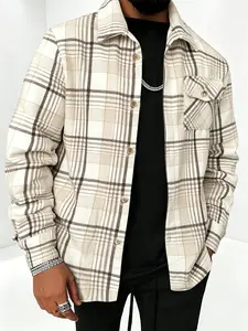 Men's Retro Checked Long-Sleeve Shacket - Casual, Soft, Stylish Flannel Shirt Jacket for Streetwear, Daily Wear, Outdoor Activities