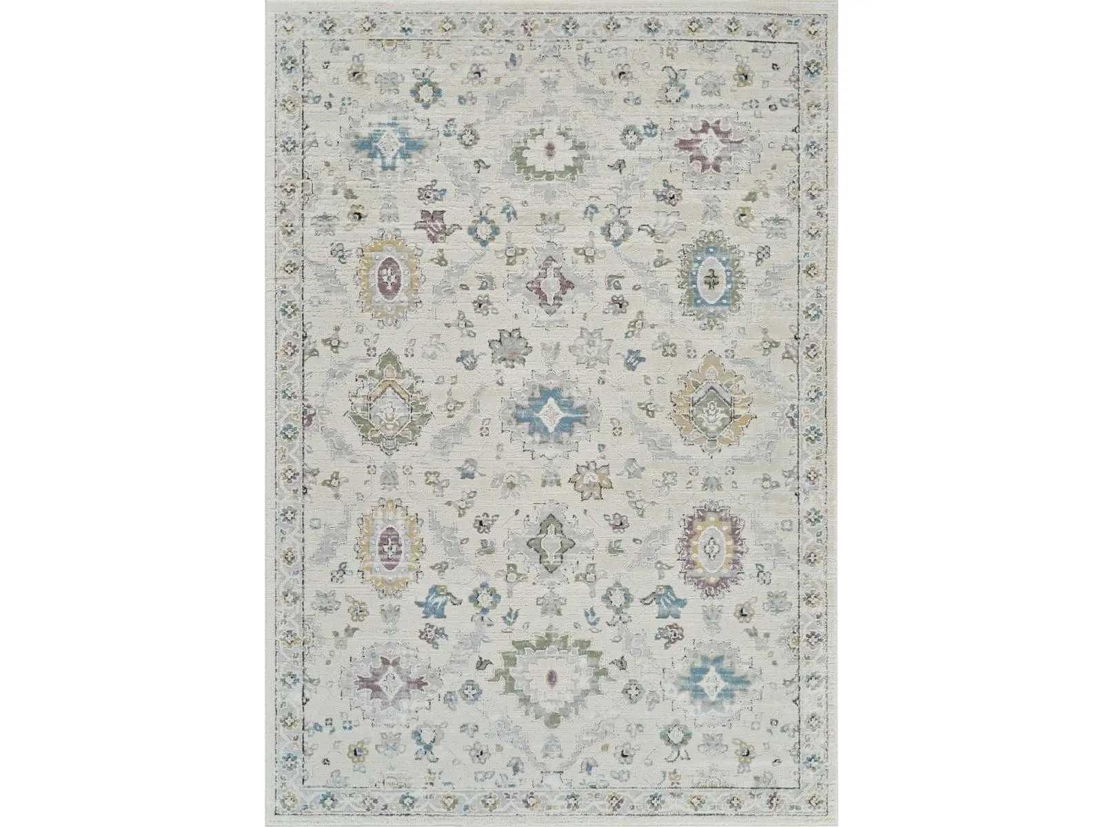 212 MAIN Soft Stain-Resistant 7x10 ft. Modern Machine-Woven Abstract Rectangle Area Rug, Cream & Beige, Distressed, for Indoor Use, Soft Area Rug