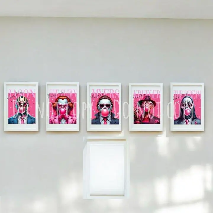 Horror Characters 10 x 8 Single Photo Frame with Sublimatable Insert for Wall or Desk Decor - Wood Frame Design