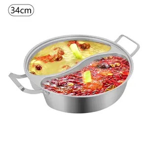 Large 7L Double Flavor Hot Pot 304 Stainless Steel Divided Hot Pot with Glass Lid 32 5cm for 6 8 People Compatible with Gas Induction Ceramic Electric Stoves Home Restaurant Party
