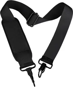 Durable Laptop Shoulder Strap with Metal Hooks for Briefcase and Luggage (Black)