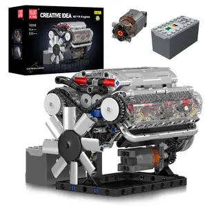 Mould King 10088 V8 Engine Motor Model Building Block Kit, 535 Pcs to Build Your Own Mini Engine That Works- DIY STEM Project & Gift for Adult Kids/Teens, Fathersdaygifts