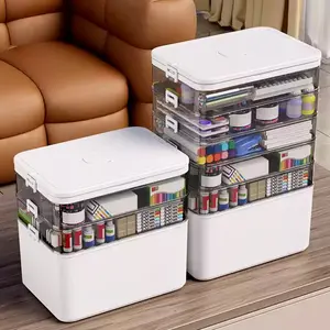 layer Plastic Storage Box | Transparent Organizing Box with Handles - Durable and Easy to Clean - Suitable for