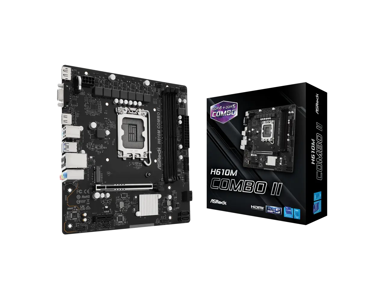 ASRock H610M COMBO II LGA 1700 Intel H610 Micro ATX Motherboard ASRock H610M COMBO II LGA 1700 Intel H610 Micro ATX Motherboard