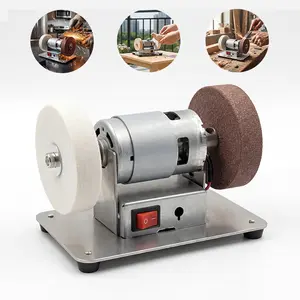 100W Mini Grinder 12-Speed 3000-6000RPM Electric Benchtop Sander with 2 Grinding Wheels for Metal Sharpening DIY（6.3*3.9*3.9in）