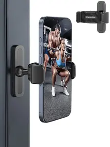Portable Magnetic Phone Holder for Gym, 360 Degree Adjustable Magnetic Phone Mount Attach to Metal Surface, Smartphone Cellphone Stand Kitchen Fitness Equipment Appliance Accessory