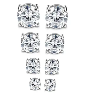 FASACCO Magnetic Earrings Set - 4 Pairs Stainless Steel Non-Piercing CZ Hypoallergenic Stud Earrings for Men, 5-8MM Summervibes
