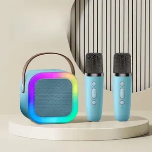 Mini Portable Dual Microphone Set, Wireless Ktv Karaoke Speaker, Portable Karaoke Machine, USB Rechargeable Singing System, Ideal for Kids Family Travel Parties