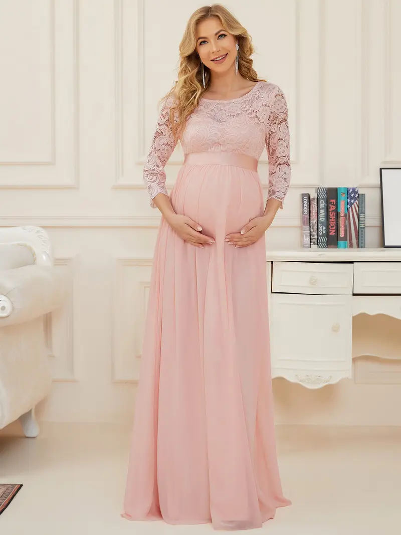Ever-Pretty Sweetheart 3/4 Sleeve Floor-Length Lace Maternity Dress 20797