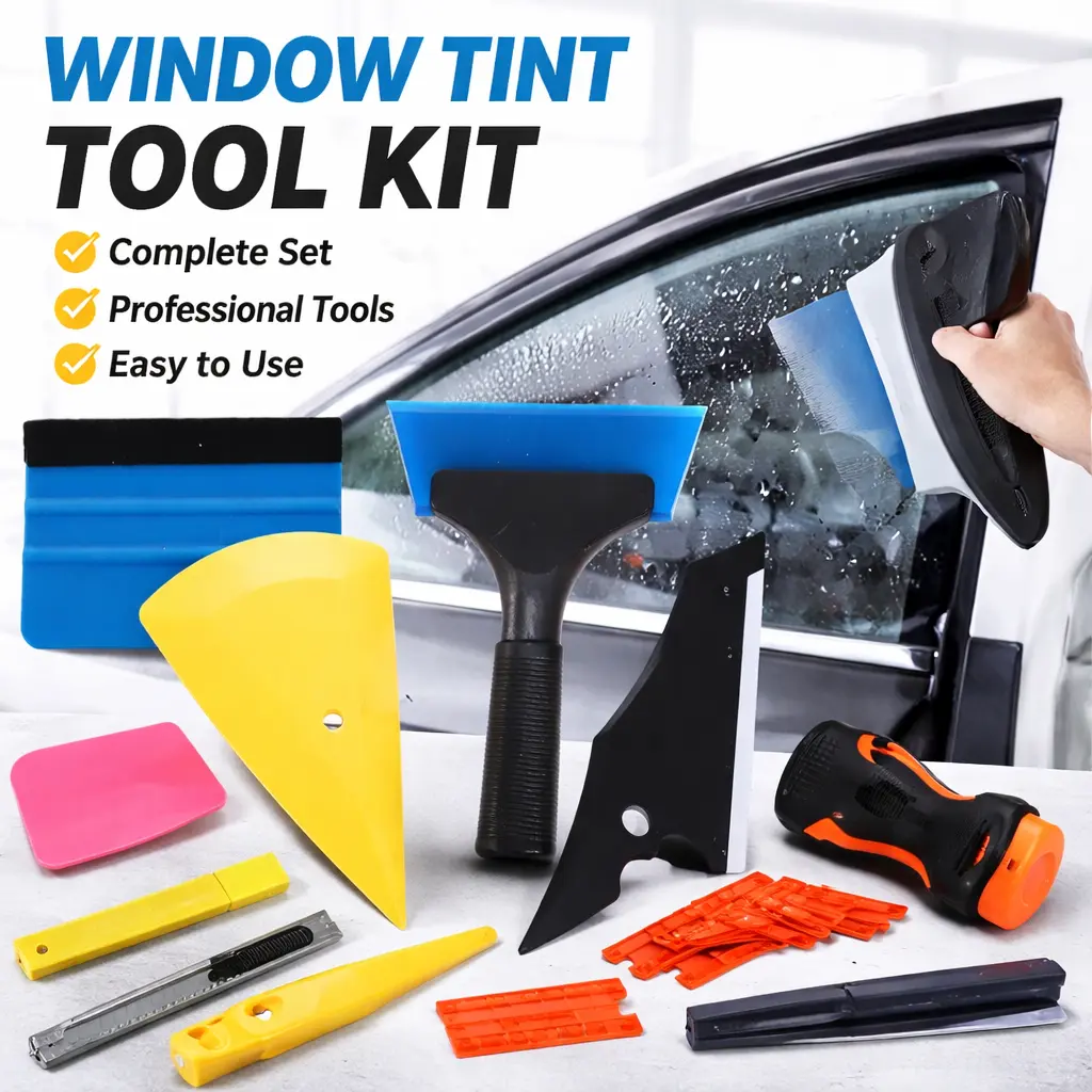 24-Piece Professional Car Tinting Window Kit - Complete Car & Home Tinting Tools with Various Shapes, Includes Squeegees, Cutting Knife, Scraper & More - Essential Film Installation Set for DIY Users