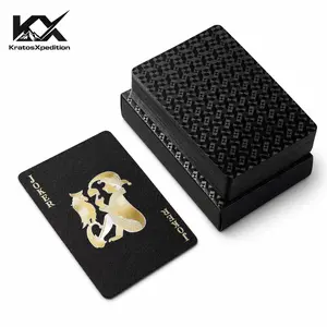 KratosXpedition Waterproof Black Plastic Playing Cards, 2 Deck Poker Cards with Cases, Luxury Aesthetic Card Deck for Pool Beach Travel, Magic Tricks & Party Games, Viral Gift Idea for Men