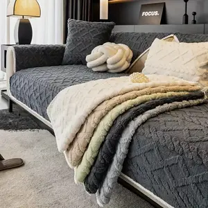 sofa cover Solid Color Cotton Velvet Sofa Cushion, 1 Count Simple and Modern Sofa Cover, Anti Slip Sofa Cover Cushion for Home Living Room Bedroom Sofa Slipcover