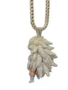 Space ice Live-Stream Exclusive Fan-Designed Iced Out Pendant with 6MM 22INCH  Iced Out Franco Chain Iced Out Jewelry Luminous Couple Necklace