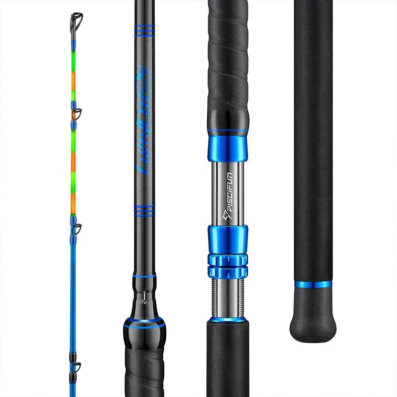 PISCIFUN LED LumiCat II Catfish Rods 2 Piece Casting Rods 7.6' Baitcasting Rod with CR425 Battery & IM7 Carbon Hybrid Body for Night Fishing dealsforyoudays