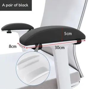 Office Chair Armrest Covers Set of 2 Ergonomic Memory Foam Elbow Support Pillows Universal Fit for Desk and Task Chairs Black 30cm x 8cm x 5cm