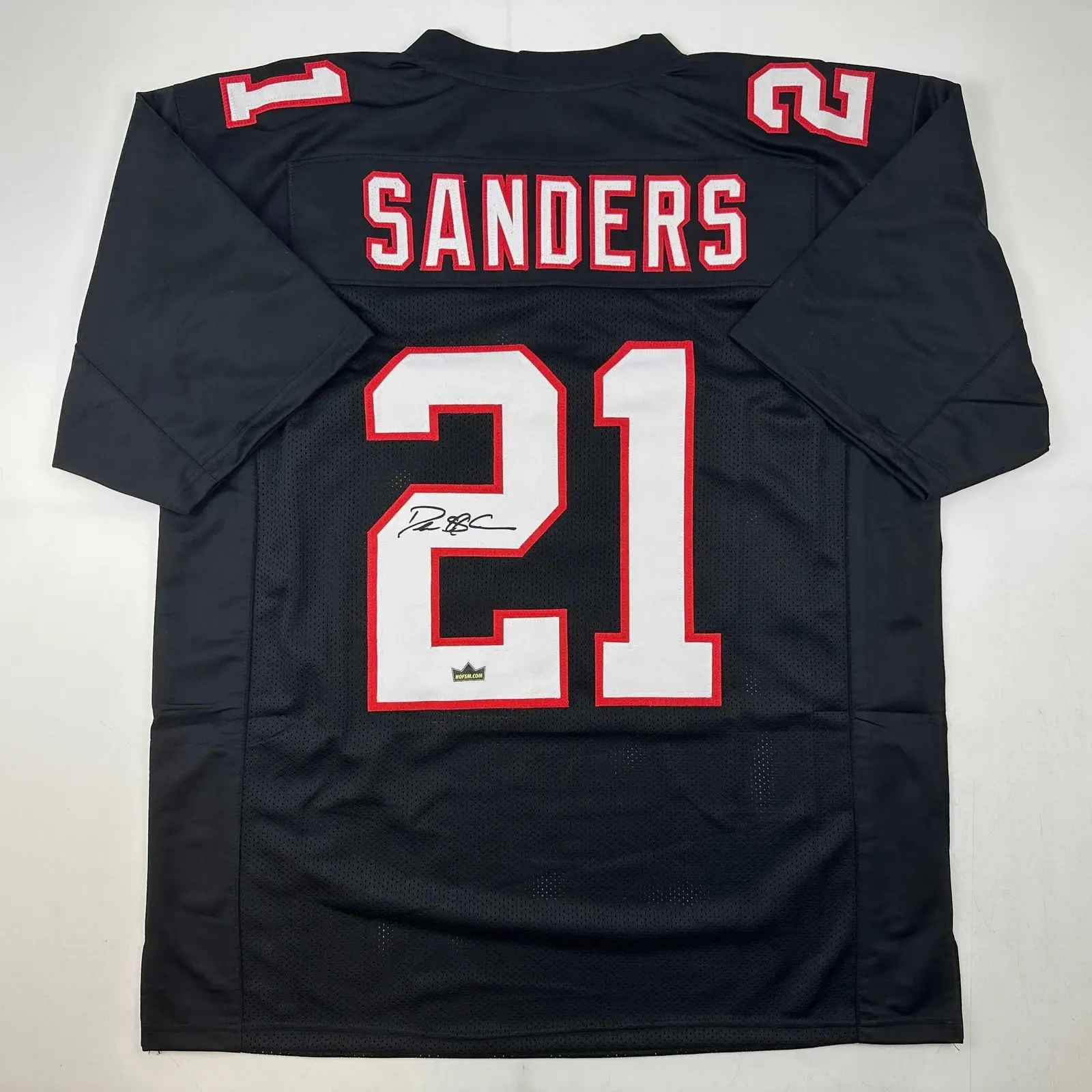 Facsimile Autographed Deion Sanders Atlanta Black Reprint Jersey