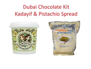 Dubai Chocolate Combo Kit - Crunchy Pistachio Spread 1KG - Kadayif/Kataifi 500G