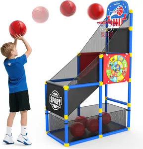 Basketball Hoop Arcade Game W/Electronic Scoreboard Cheer Sound, Basketball Hoop Indoor Outdoor W/4 Balls, Basketball Game Toys Gifts