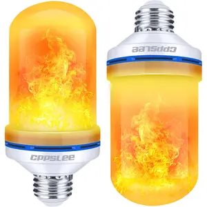 LED Flame Light Bulbs, 4 Modes Flickering Light Bulbs, E26 Base Fire Flame Bulb, Halloween Decorations Outdoor Indoor, Halloween Light Bulbs (Yellow, 2 Pack)