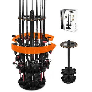 V16 Fishing Rod Rack With Rotating Base AND KastKing White Patented V15 Vertical Fishing Rod Holde- Fishing Pole Rack Holds Up to 15 Fishing Rods or Combos, Lightweight and Durable ABS Construction, Space-Saving Fishing Rod Holders for Garage