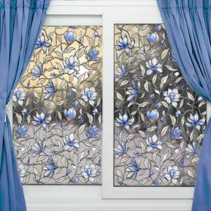 Static Cling Bright Color Wisteria Vine Window Film, Window Privacy Films, Decorative Privacy Glass Sticker for Living Room Bedroom, Window Decorations Supplies, Dg16003