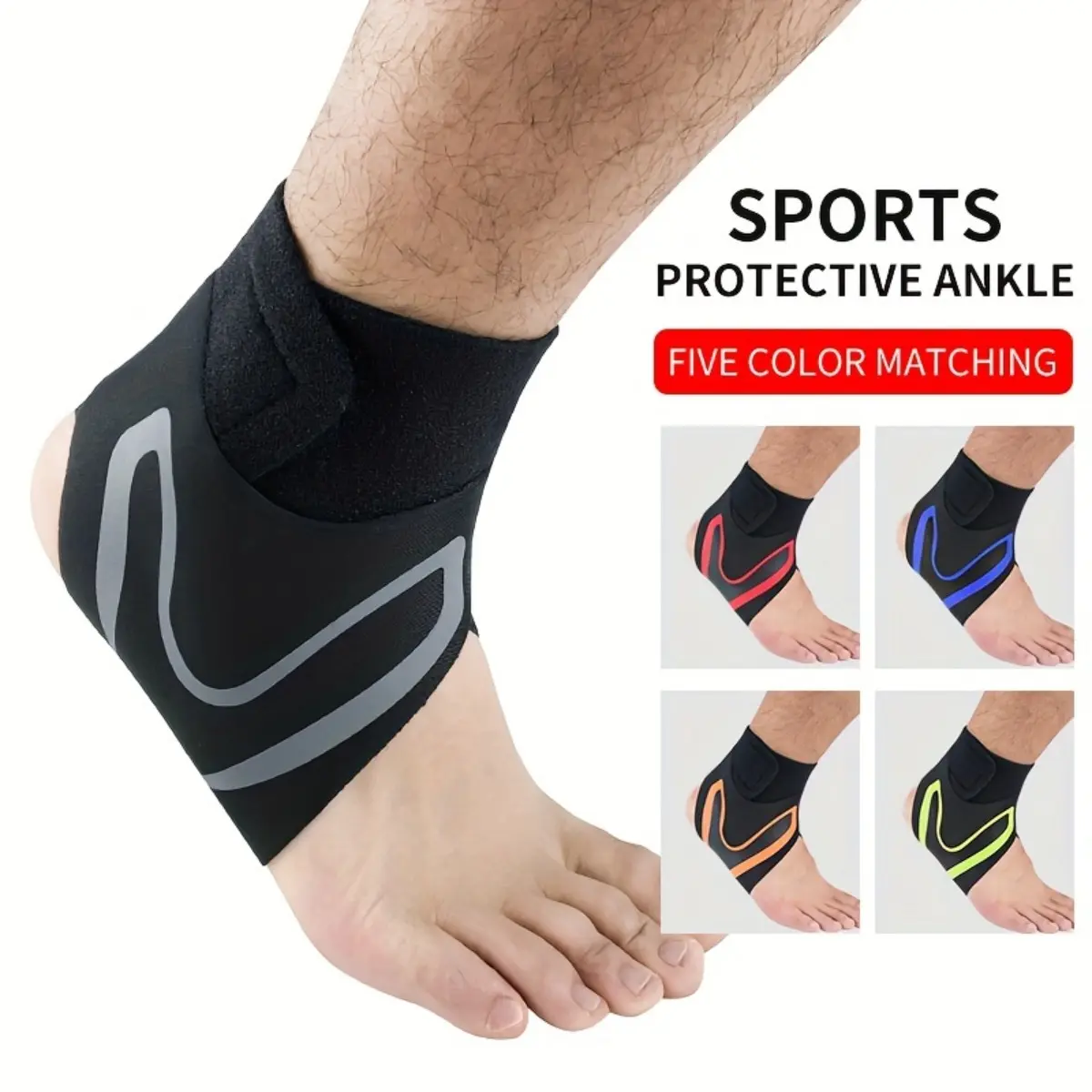 Sports Ankle Support Braces (2-Piece Set) - Compression Anti-Sprain Sleeves, Breathable Socks, Ankle Compression Cuff for Basketball, Hiking