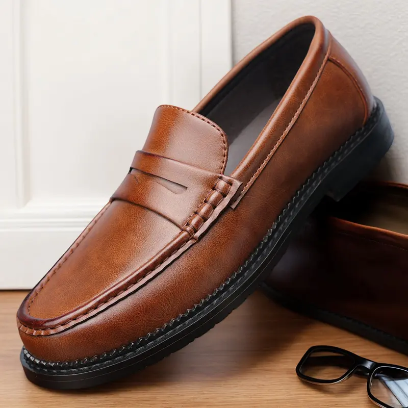 Men's Classic Penny Loafers, Black & Brown Formal Slip-On Leather Shoes82682 Men's Classic Penny Loafers, Black & Brown Formal Slip-On Leather Shoes82682