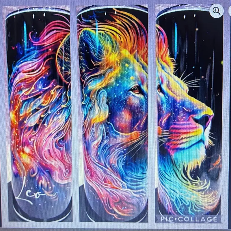 Leo Zodiac Sign 20 oz Stainless Steel Tumbler with Vibrant Lion Design and Starry Sky Motif for Astrology Enthusiasts