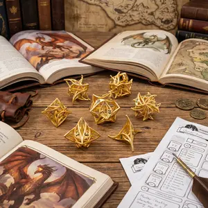 Rolling Garden Blooms Solid Copper Floral Dice with Intricate Cut-Out Design for DND & Tabletop RPG Functional Art Pieces Elegant Durability Vibrant Orange and Yellow Icosahedron Dice Set Metal Bloodstained Polyhedral Dice Set gift