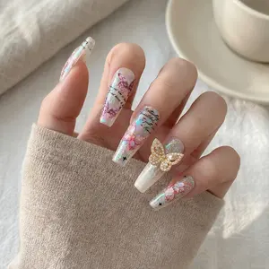 5D Pink Butterfly Nail Stickers, Embossed Butterfly Nail Art Decals | Easy DIY (111)