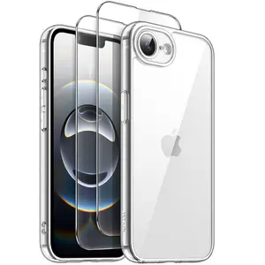 JETech 3 in 1 Case for iPhone 17e / iPhone 16e with 2 Pack Tempered Glass Screen Protectors, Non-Yellowing Shockproof Bumper Phone Cover, 6.1-Inch Display