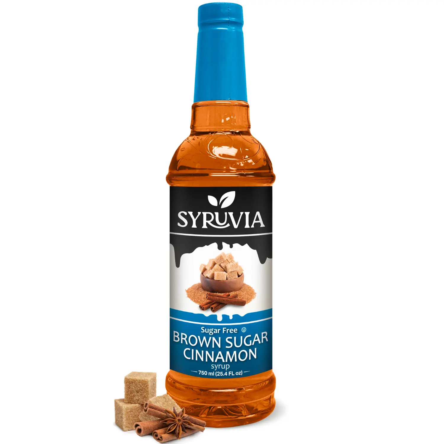 Syruvia Sugar-Free Brown Sugar Cinnamon Coffee Flavoring Syrup (25.4oz) - 0 Calories, Kosher, Gluten Free, Beverage Syrup for Drinks, Shakes