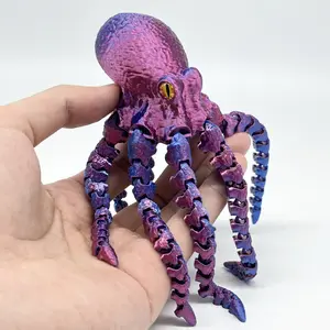 Articulated 3D Printed Octopus Figurine, Poseable Tentacles, Cute Ocean Desk Decor, Collectible Room Decor, Unique Gift for Friends, Collectors & Animal Lovers