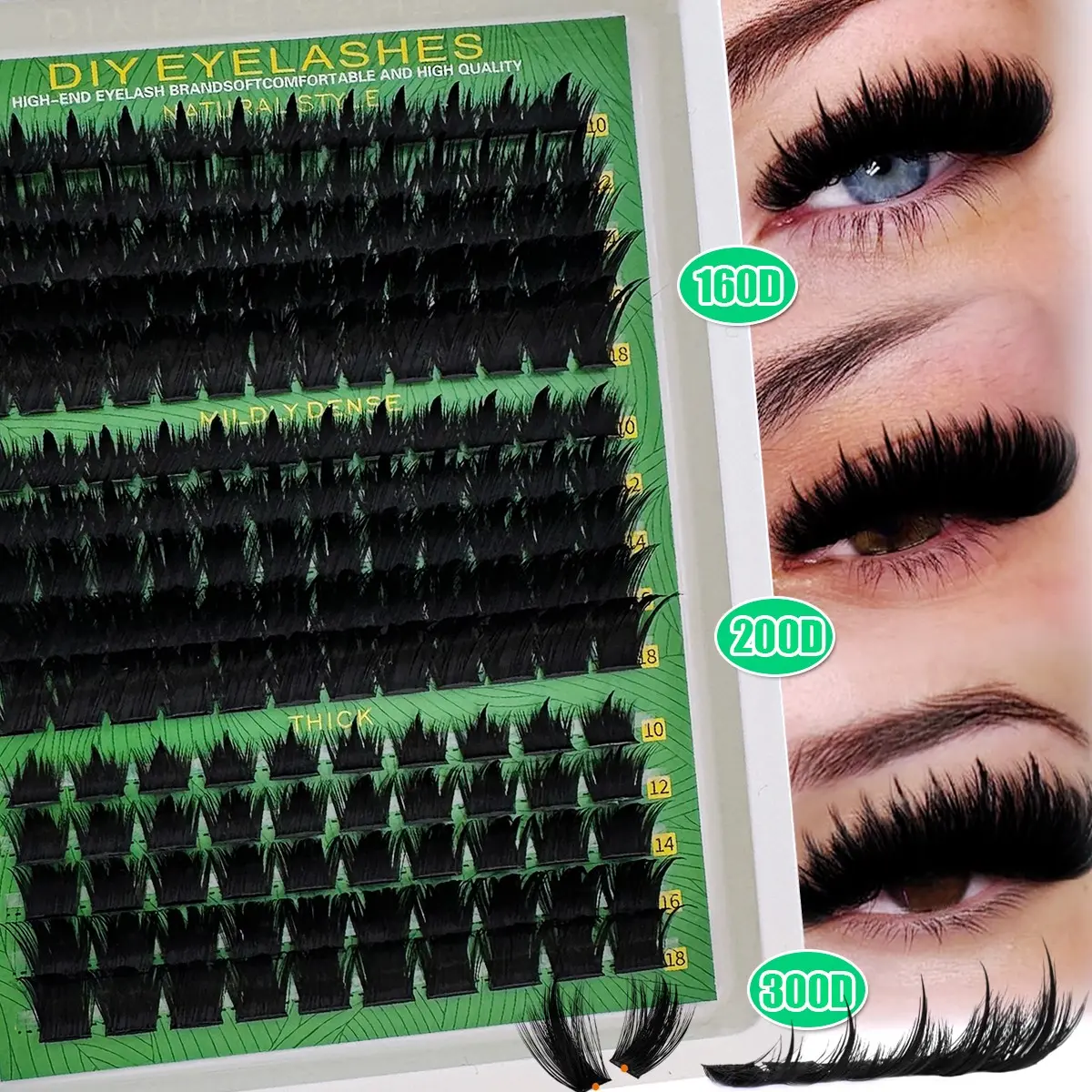 Spikes Lash Cluster Extensions, False Lash Clusters, Diy False Eyelashes, Volume Cluster Lashes, 160D 200D Thick Spiky Individuals Lashes 10-18mm Wispy Eyelash Extension DIY D Curly Lash Extension Cluster Eyelash Extensions 180Pcs DIY