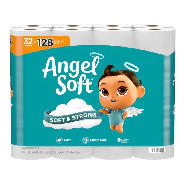 Angel Soft 2-Ply Toilet Paper, 32-Pack Home Care Bathroom Tissue