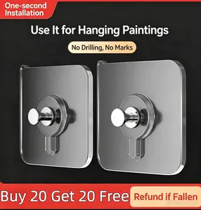 Buy 20 Get 20 Free Punch-Free Picture Hanger No Drill Seamless Wall Hook Heavy Duty Adhesive Hanger for Frames Wedding Photos