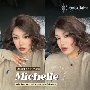 JBEXTENSION 10 Inches Pre-Cut Side Part Snowflake Lace Frontlace Glueless Wig MICHELLE【BENDY EAR TABS】