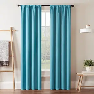 Darrell Blackout Curtains for Bedroom & Living Room - 37" x 84" Insulated Darkening Single Panel Rod Pocket Window Treatment in Sky Color