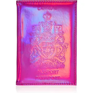 Chrome Passport Cover Vaccine Card Holder Combo Canada, Passport Holder with Vaccine Card Slot(Pink & Gold) Wallet Traveling Security Durable