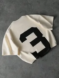 Men's Oversized Short Sleeve T-Shirt, Minimalist Streetwear Style with Bold “3” Back Print, Casual Top for Daily Wear, Menswear