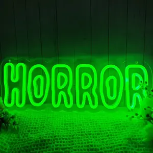 Horror Neon Signs -LED Wall Sign Halloween Party Lighti Signs for Wall Decor, USB Powered for Bedroom Decor Halloween Party Family Gatherings and Gifts.