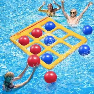 Summervibes Easy-to-Play Pool Game for All Ages – Inflatable Tic-Tac-Toe Set with 10 Floating Balls, Great for Hot Days