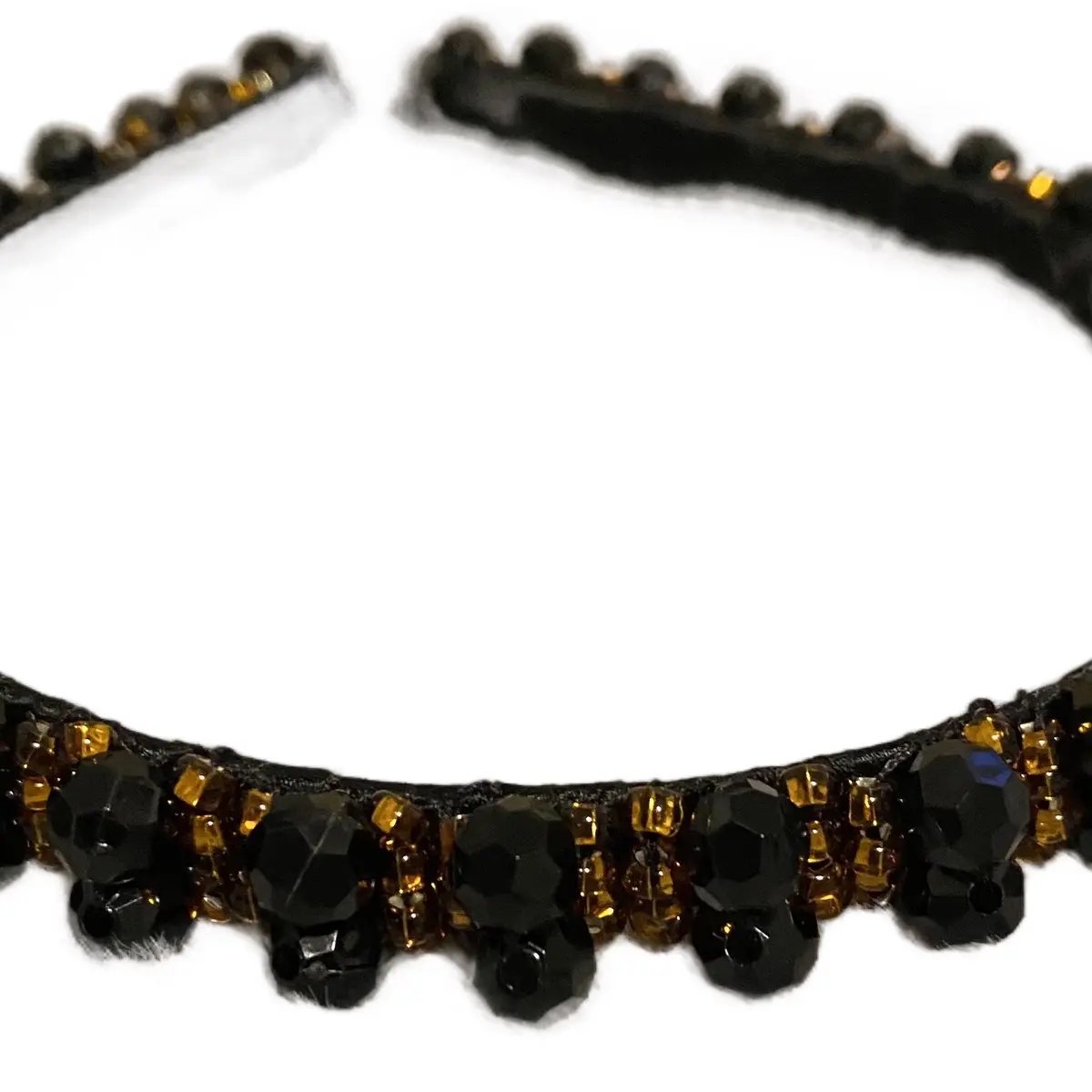 Fashion Hair Accessory: Brown and Black Beaded Headband for Women